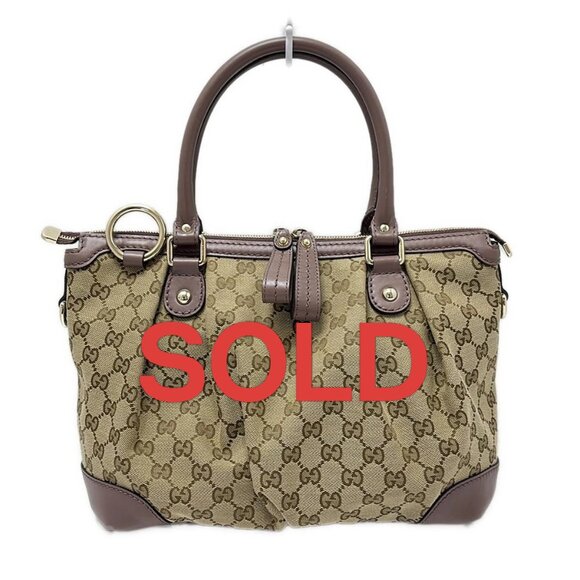 GUCCI Sukey Light Brown Dark Brown Light Purple Jacquard Leather -336-062725